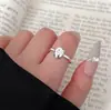 Anillo de Estrella Dulce y Sencillo para Mujer, Anillo Abierto Geométrico Hueco de Croissant, Diseño Personalizado, Anillo de Dedo Índice de Moda