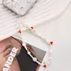 Cordão para Celular Estilo Coreano Ins Doce de Cereja Coração Doce Cordão de Contas Redondas Cordão de Celebridade da Internet para Celular de Menina