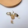 Novo Broche Colar Pingente de Esmalte de Grou Antigo Chinês Cobre Banhado a Ouro Acessórios Cheongsam Estilo Chinês Vintage
