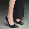 Tendência Nova Primavera/Verão 2025 Celebridade da Internet Popular Salto Alto Fino Bico Quadrado Sandálias Peep-Toe Costas Abertas Moda Europeia e Americana Feminina