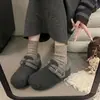 Zapatos de Piel de Lana para Personas Bajas, Zapatos Grises Birkenstock de Suela Gruesa para Mujer, Zapatos de Algodón Cálidos de Terciopelo para Invierno 2025