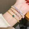 Pulsera Abierta Redonda de Circonita Chapada en Oro Real de 18 Quilates Moda de Nicho Versátil Joyería de Lujo Ligero de Alta Gama para Mujeres