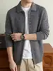510g lana de cachemira seda de morera chaqueta de manga larga tejido suéter para hombre para invierno cálido casual