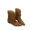 Botines de gamuza con punta, nueva colección otoño/invierno 2026, botines plisados con tacón oculto, botines estilo vaquero, botines para mujer petite