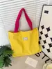 Bolso de lona estilo coreano minimalista con bloques de color, sensación relajada, gran capacidad, bolso de hombro único de tela, adecuado para estudiantes, para ir al trabajo y bolso de compras versátil