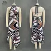 Comercio exterior transfronterizo verano nuevo conjunto de dos piezas con estampado estilo europeo y americano, cuello halter, falda irregular, estilo vacacional para mujer