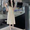 Vestido, Diseño de Hada de Verano, Estilo Suave, Mangas Abullonadas, Falda Larga Plisada, Cintura que Reduce la Edad, Falda Corta Chic, Moderno