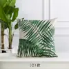 Funda de almohada de hoja verde tropical pintada a mano lino decoración del hogar nórdico funda de cojín para sofá funda de almohada al por mayor transfronterizo