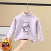 Camada Interna de Fleece para Meninas, Temporada Outono/Inverno, Blusa de Manga Longa Infantil para Base, Crianças de Tamanho Médio a Grande, Quente, Gola Semi-Alta, Blusa Versátil