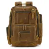 Mochila Masculina, Mochila de Couro Crazy Horse, Bolsa Escolar de Couro Bovino, Mochila de Grande Capacidade, Bolsa de Viagem, Bolsa de Ombro Masculina para Negócios