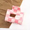 Grampo de Cabelo Elegante Moda Xadrez Material de Acetato Imitado Cor Xadrez Simples Clipe para Rabo de Cavalo na Parte de Trás da Cabeça