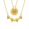 Colar S925 feminino de prata esterlina com diamantes e quatro folhas de flores, estilo Mori, com design de duas peças, corrente de clavícula