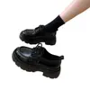 Sapatos de Couro com Solado Grosso Estilo Britânico para Mulheres 2026 Nova Primavera Versátil Pretos Loafers JK Sapatos Plataforma Tendência Ins