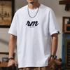 Verano 2025 nueva camiseta pesada de 250G con manga al hombro para hombre, holgada, talla grande, gorda, blanca, juvenil, chaqueta camiseta, moda