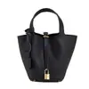 Bolso de Cuero Genuino para Mujer Bolso Cubo Pequeño Multitud Gran Capacidad Sentido Avanzado Piel de Vaca Capa Superior Bolso de Mano Bolso Bolso Cesta de Verduras Cuero Genuino para Mujer