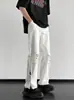 Calça de moda masculina reta, jovem, estilosa, de verão, transfronteiriça, jeans lavado Harajuku moderno, novo, com zíper