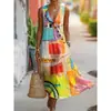Moda Femenina Nueva Primavera/Verano Marca Independiente Europea y Americana Transfronteriza Minimalista Elegante Holgado Cuello en V Estampada Botón Diagonal Vestido Camisa G956