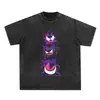 Tamanho Europeu Transfronteiriço Streetwear Hip Hop Masculino Camiseta Lavada Pokemon an