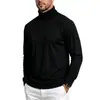 Camada de Base Masculina Casual de Negócios Europeu e Americano com Gola Alta e Manga Longa Outono Inverno Cor Sólida Slim Fit Gola Alta Camiseta Térmica Masculina