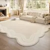 Tapete de Seda de Gelo Sala de Estar Estilo Creme Cor Sólida Simples Alto Padrão Sem Lavagem Limpável Baixa Manutenção Verão Tapete Fresco Tapete de Chão Antiderrapante