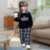 Trajes para Niñas Coreanas Faldas a Cuadros Primavera y Otoño 2025 Nuevos Pantalones a Cuadros para Niños Atuendos de Hermanos Sudaderas para Niños Hermanas y Hermanos