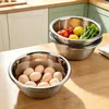 Bacia para lavar vegetais espessa de aço inoxidável 316, escorredor, bacia funda para sopa, bacia para bater ovos, bacia de cozinha multiuso