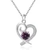 Collar de Corazón de Plata de Ley S925 con Doce Piedras de Nacimiento Europeo y Americano Transfronterizo Moda para Mujer Estilo Ins de Amazon Colgante Versátil