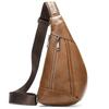 Bolsa de Peito Masculina em Couro Genuíno Camada Superior Couro de Vaca Bolsa Transversal de Ombro Marca Tendência Masculina Grande Capacidade Bolsa Casual para Meninos Venda por Atacado