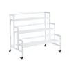 Soporte para Flores Tipo Escalera Doméstico Simple con Ruedas, Estante de Almacenamiento de Hierro Forjado de Pie, Estante de Exhibición de Plantas de Múltiples Niveles para Jardín