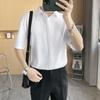 Camisa de manga corta para hombre, fina, de verano, estilo coreano, elegante, de moda, de seda helada, de alta calidad, interior suelto, blanca, para hombre.