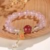 Pulseira feminina de cristal de ametista com torre amarela, estilo chinês, fresca e doce, de alta qualidade, com cristal de morango e cristal rosa