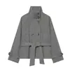 Venta Caliente Transfronteriza de AliExpress Nuevas Llegadas Primavera 2026 Ropa de Mujer Cuello Alto Manga Larga Con Cordones Ajuste de Cintura Chaqueta Elegante de Gama Alta
