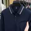 Camiseta de manga larga de algodón puro transfronteriza para hombre, a rayas, holgada, moderna, casual, versátil, tacto de alta gama, cuello con solapa, polo, camiseta para hombre