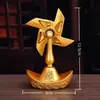 Ventilador giratório de moinho de vento Yuanbao escritório Ano Novo desktop carro decoração presente que traz sorte ornamento de metal cobre