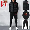 Conjunto de Tres Piezas de Sudadera Chaleco Casual de Moda para Hombre y Mujer Otoño e Invierno Traje Deportivo Estampado de Terciopelo Europeo y Americano Listo para la Venta