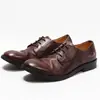 Sapatos Casuais de Couro Franzidos de Fábrica Couro Bovino Desgastado Sapatos de Couro Masculinos Goodyear Sapatos Derby Solado de Borracha Retrô Sapatos Masculinos