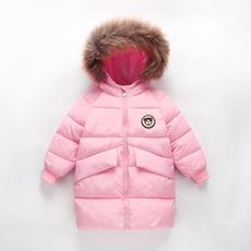 Venta directa de fábrica de chaquetas de invierno para niños y niñas, nuevos modelos de longitud media, chaquetas acolchadas de algodón para niños mayores, cuello de piel.
