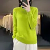 26 Suéteres Nuevos de Otoño e Invierno 100% Lana para Mujer, Cuello Alto Medio Jacquard Tejido Holgado Suéter de Lana Capa Base