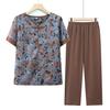 Camiseta de manga corta para mujer de mediana edad y anciana, verano, lo último de estilo occidental, elegante, para madre, a la moda, cuello redondo, estampada, nueva, estilo chino