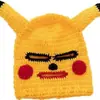 Touca do Pikachu, máscara engraçada de pegadinha de celebridade da internet, máscara boba fofa e hilária, adereço de crochê feito à mão