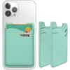 Portatarjetas de teléfono magnético de PU de doble capa de color sólido con doble ranura para tarjetas, billetera magnética de gran capacidad, disponible en colores claros suaves