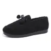Zapatos peludos versátiles con lazo de pompón para mujer, zapatillas de invierno acolchadas de algodón, venta directa del fabricante, superventas transfronterizo