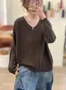 Suéter Pulóver Nuevo de Cuello Redondo para Otoño/Invierno 2026, Color Sólido, Diseño Casual, Manga Larga, Suéter de Punto Holgado para Mujer