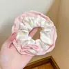Scrunchie lenço quadrado estilo pastoral francês para meninas e crianças, elástico de cabelo doce com laço para coques, acessório de cabelo