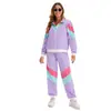 Disfraz de Halloween 80s Retro Disco Hip-Hop Chaqueta Deportiva y Pantalones Conjunto para Hombres y Mujeres Adultos Atuendo de Performance