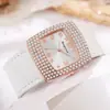 Reloj de Mujer Cuadrado con Correa de Cuero con Patrón de Serpiente Transfronterizo Incrustado de Diamantes Reloj de Cuarzo Totalmente Incrustado de Diamantes Fabricante de Relojes para Mujer Venta al por Mayor