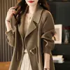 Casaco de Lã Dupla Face Feminino Curto Solto plus size Casaco Duffle Botão Cor Sólida Simples Estilo Preguiçoso Cardigan