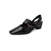 Zapatos de Mujer Hechos a Mano con Punta Cuadrada Pequeña, Tacón Alto, Punta Cuadrada, Nuevo Estilo Verano 2026, Sencillos y Cómodos, Punta Cerrada, Sandalias con Tacón Grueso Plateado