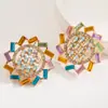Pendientes Redondos Geométricos Exagerados Elegantes Europeos y Americanos con Diamantes, Pendientes de Bola Versátiles Clásicos de Moda y Tendencia y Pendientes
