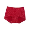 4135 # Algodão Classe A Vermelho Festivo Bolinhas Estampa de Leopardo Cueca Boxer para Menina 10A Virilha Antibacteriana Cintura Média